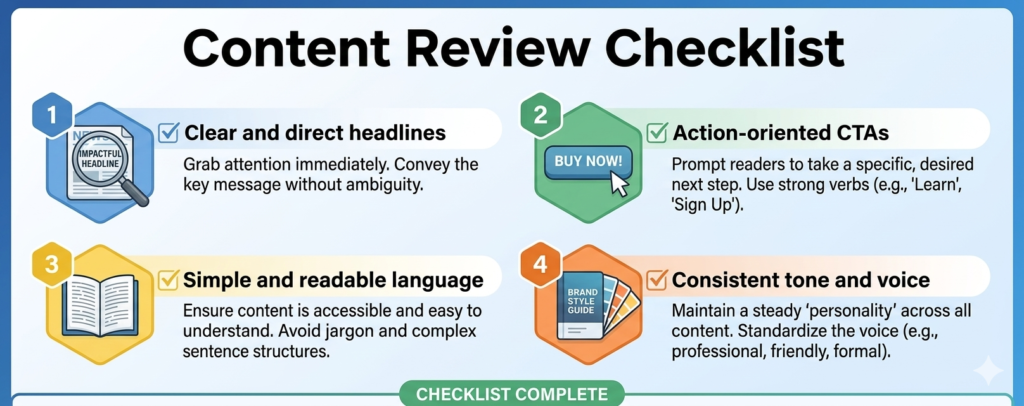 Content Review checklist for ux audit
